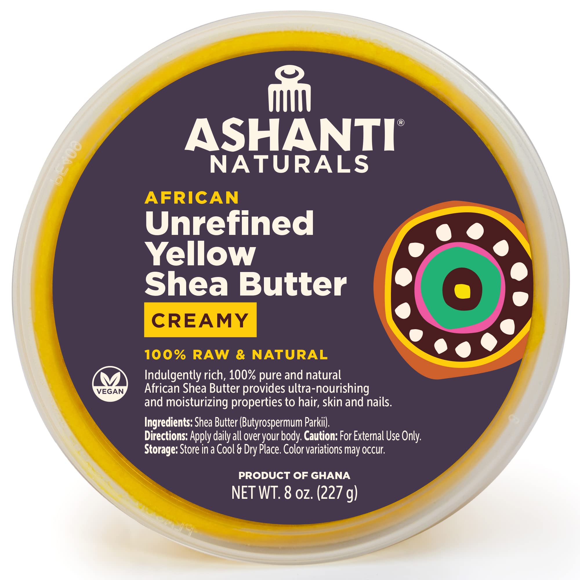 Ashanti Naturals Yellow Raw Shea Butter | Unrefined African Shea Butter | Creamy Moisturizer for Easy Application - 8 oz