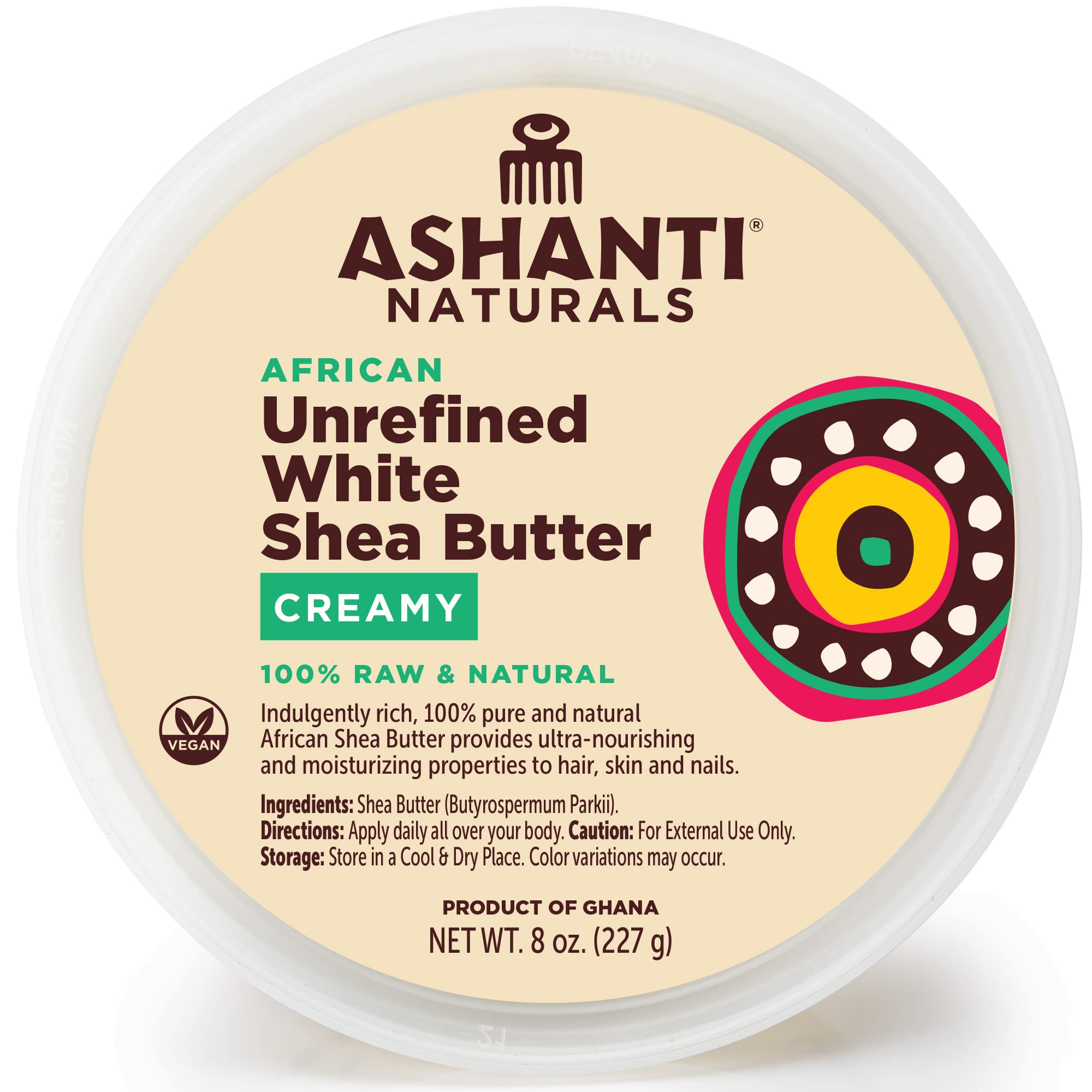 Ashanti Naturals White Raw Shea Butter | Unrefined African Shea Butter | Creamy Moisturizer for Easy Application - 8 oz