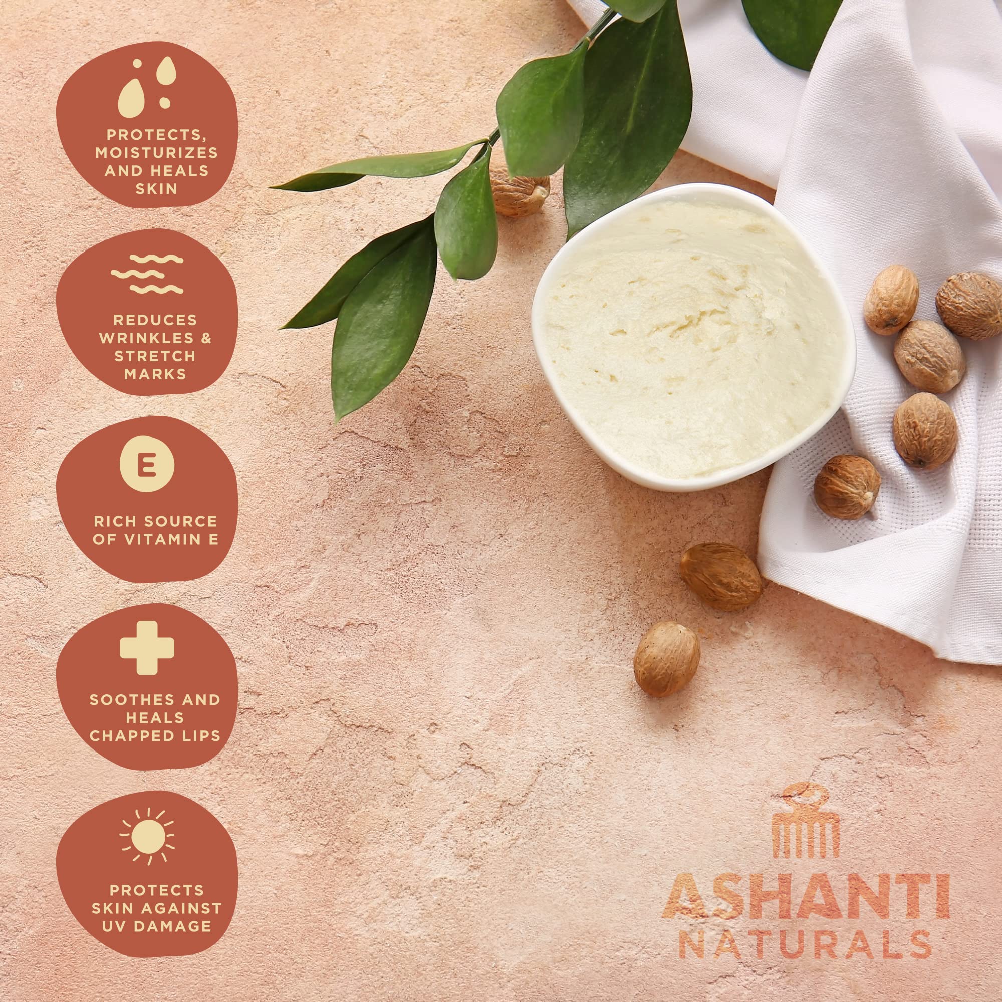 Ashanti Naturals Whipped Shea Butter | Unrefined Shea Butter from Ghana, Coconut and Almond Oil (Fragrance Free Souffle, 8 oz)