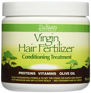 The Roots Naturelle Virgin Hair Fertilizer Conditioning Treatment (1 Jar 16oz) - Virgin Hair Fertilizer (Large 16oz). Helps Strengthen Hair - Duafe Beauty Collective